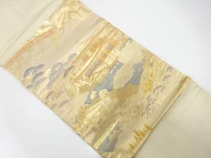 純金二重箔　金閣嵐山之図織り出し　名古屋帯